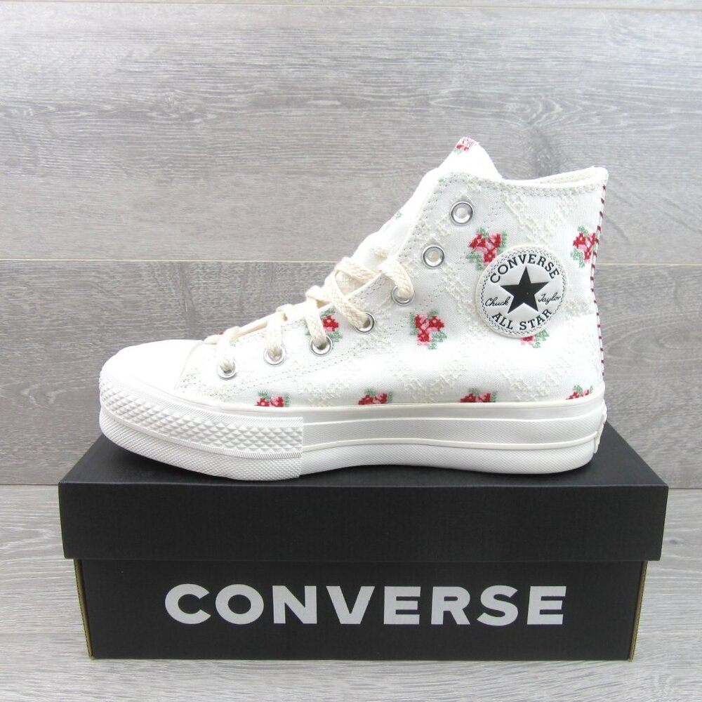 Converse Chuck Taylor Lift Platform Rose Cross Stitch Womens Size 8 NEW - Picture 3 of 15